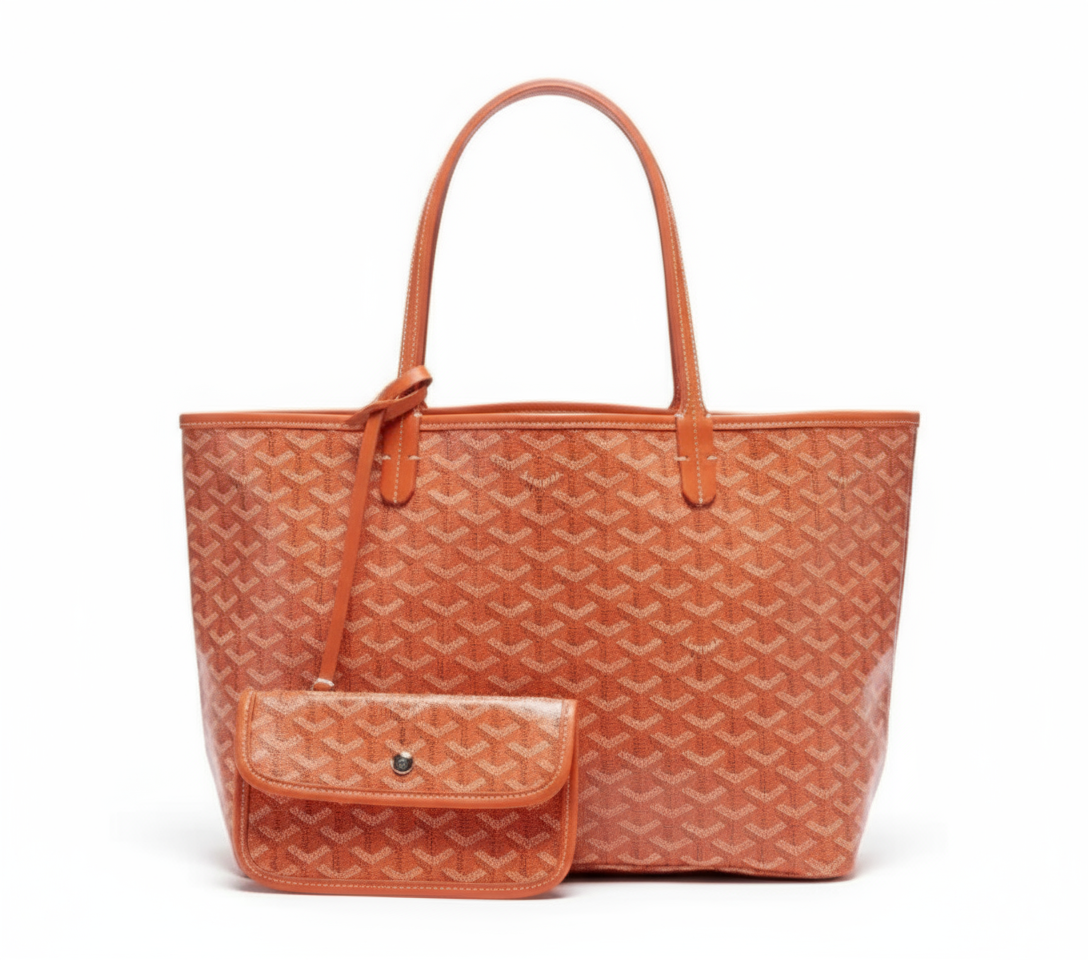 Women's Tote Bag with Matching Pouch - Orange (Medium)