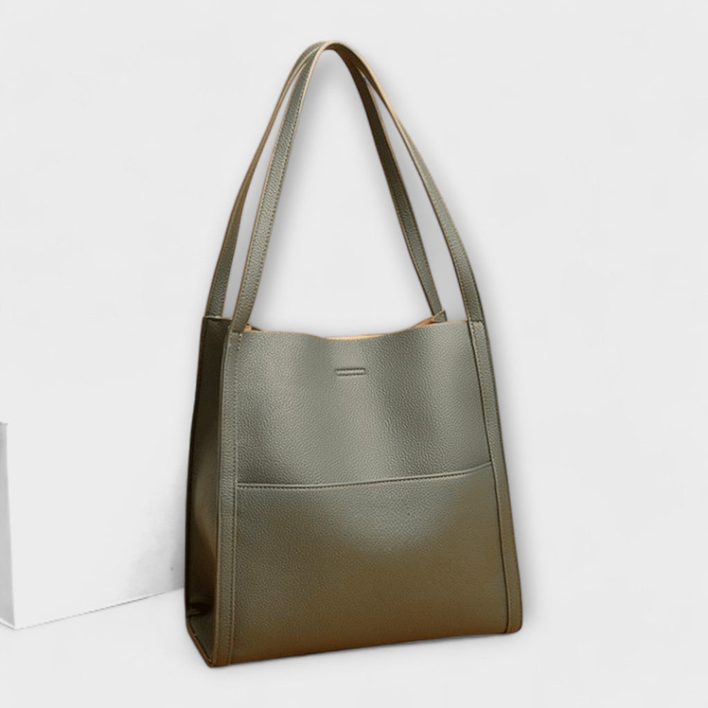Women's Tote Bag with Sturdy Handles and Front Pocket - Green