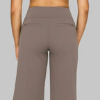 Women's Straight Leg Trousers with High Waist and Pockets - 6