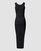 Women's Sleeveless Bodycon Maxi Dress with Ruched Drawstring Side Slit - 13