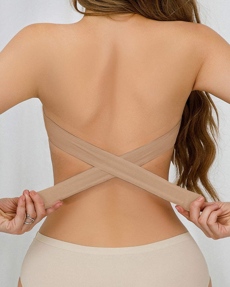 Strapless Bandeau Seamless Criss Cross Bralette Top - 10