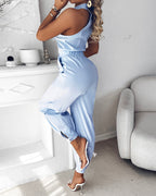 Women's Two-Piece Set Sleeveless High Neck Cargo Top and Cuffed Trousers - 6