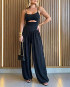 Women's Jumpsuit Cami Backless Ruched High Waist Cut-Out - 8