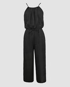 Women's Spaghetti Strap Jumpsuit with Tied Waist and Wide Leg - 11