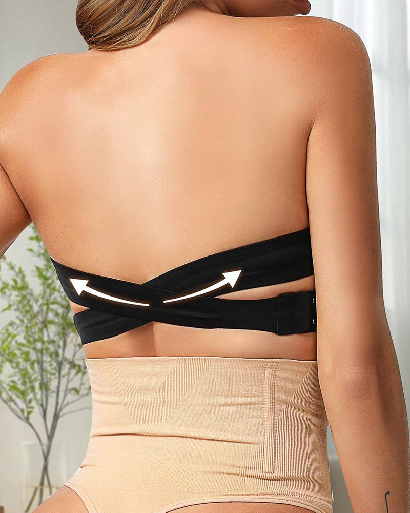 Strapless Bandeau Seamless Criss Cross Bralette Top - 3