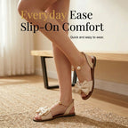 Women's Sandals with Bow Detail and Pearl Ankle Ring - 12