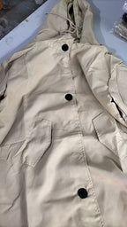 Women's Hooded Trench Coat with Button Front and Oversized Fit - 10