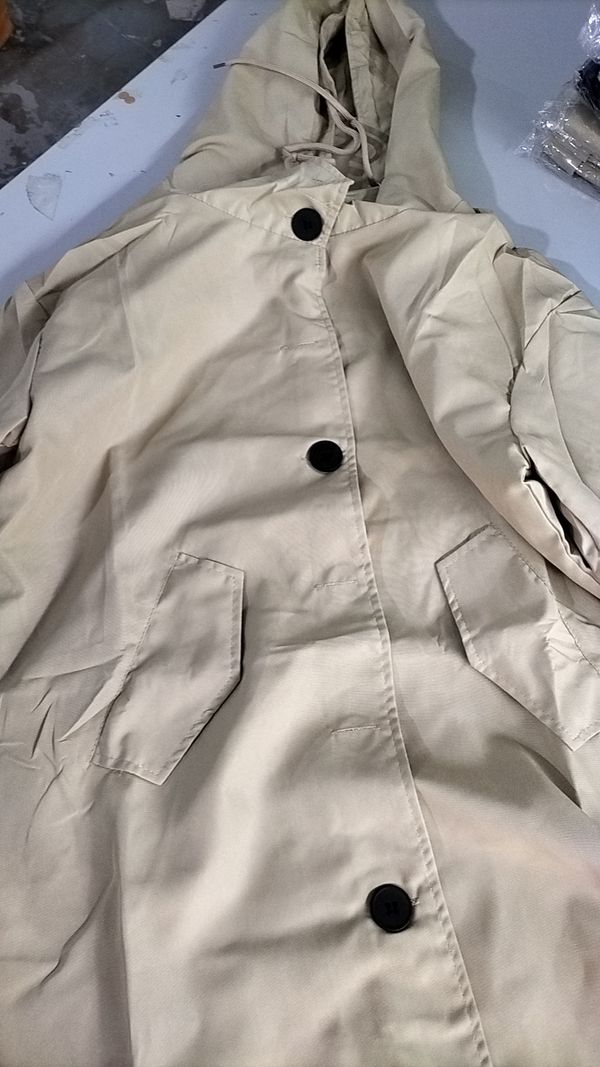 Women's Hooded Trench Coat with Button Front and Oversized Fit - 10