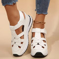 Women's Sandals with Woven Front and Platform Sole - White