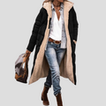 Women's Hooded Reversible Long Coat with Teddy Lining - Black