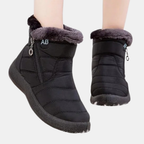 Women's Quilted Faux Fur Cuff Ankle Snow Boots with Side Zip - 5