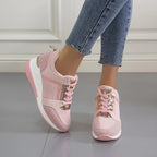 Women's Wedge Sneakers with Metallic Details - 9