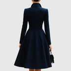 Women's Coat Dress Long Sleeve Tailored Fit with A-Line Skirt - 2