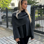 Women's Oversized Wrap Coat with Draped Neckline and Belted Waist - 7