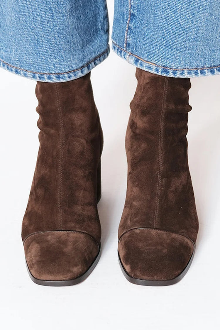 Women's Ankle Boots with Square Toe and Block Heel - 2