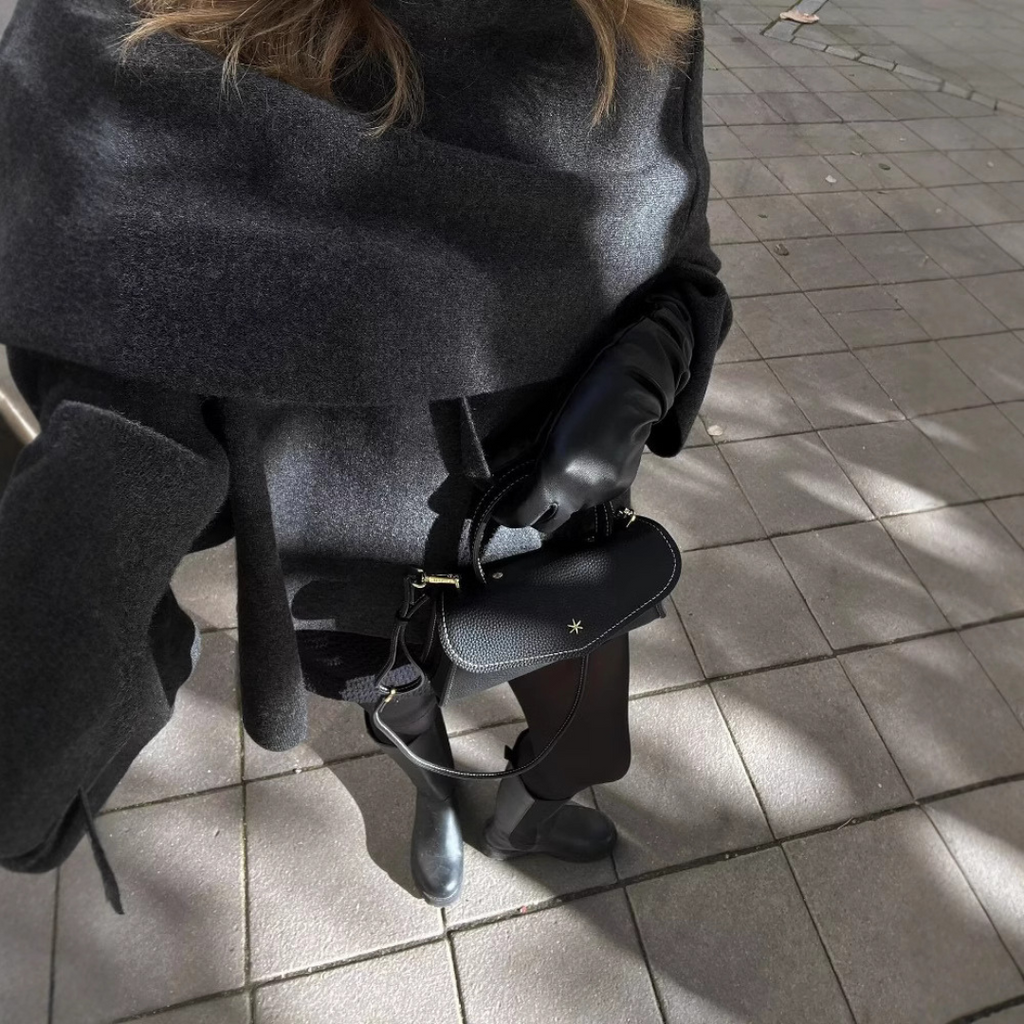 Women's Oversized Cape Coat with Textured Finish - 7