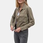 Women's Cropped Utility Windbreaker Jacket with Drawstring Hem - 5