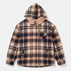 Women's Flannel Hooded Check Shacket Fleece Lined Coat - 10
