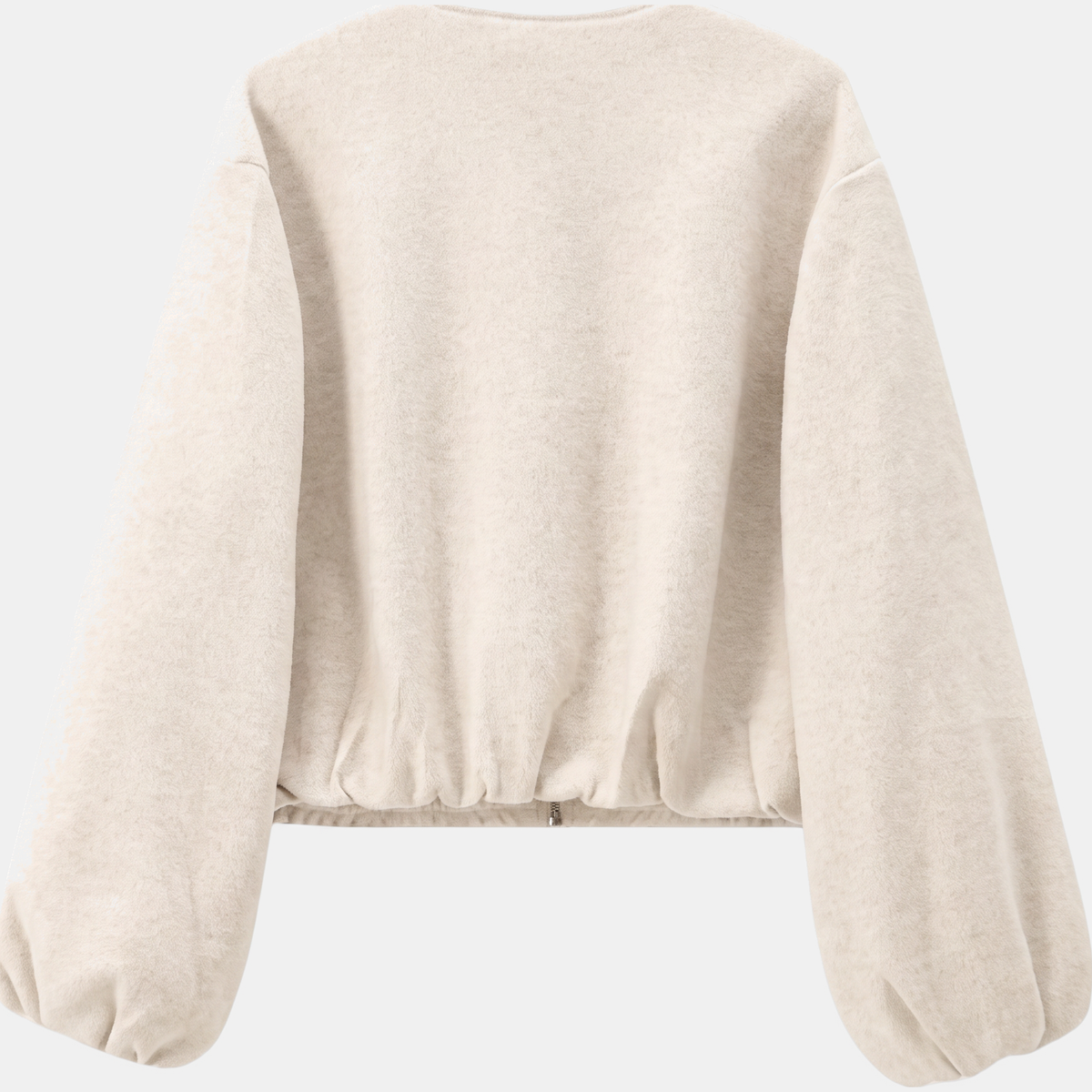 Women's Cropped Zip Up Oversized Fleece Bomber Jacket - 9