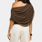 Women's Sultry Cape-Style Ruched Blouse - 6