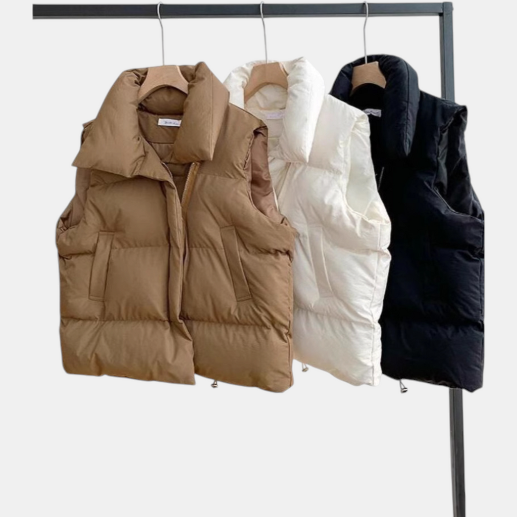 Women's Quilted Puffer Gilet Sleeveless Stand Collar Gilet - 4