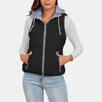 Women's Hooded Puffer Gilet Sleeveless Quilted Zip Up Gilet