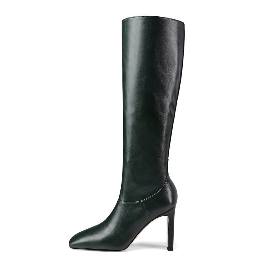 Women's Knee High Boots with Pointed Toe and Stiletto Heel - 13