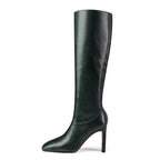 Women's Knee High Boots with Pointed Toe and Stiletto Heel - 13