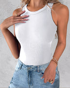 Women's Tank Top Round Neck Sleeveless Slim Fit - 7