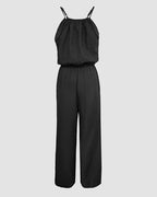 Women's Spaghetti Strap Jumpsuit with Tied Waist and Wide Leg - 12