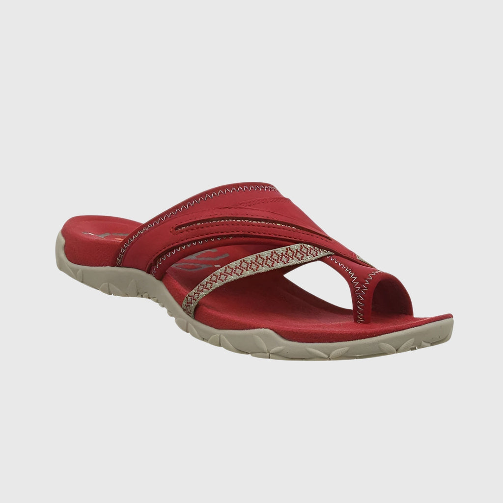 Women's Sandals with Adjustable Straps and Cushioned Sole - Red