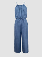 Women's Spaghetti Strap Jumpsuit with Tied Waist and Wide Leg - 5