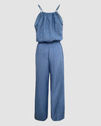 Women's Spaghetti Strap Jumpsuit with Tied Waist and Wide Leg - 6
