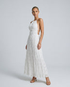 Women's Halter Maxi Dress with Pleated Detail and A-Line Silhouette - 12