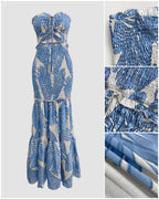 Women's Halter Tropical Print Maxi Dress with Cutout and Tied Waist - 7