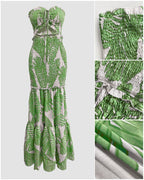 Women's Halter Tropical Print Maxi Dress with Cutout and Tied Waist - 14