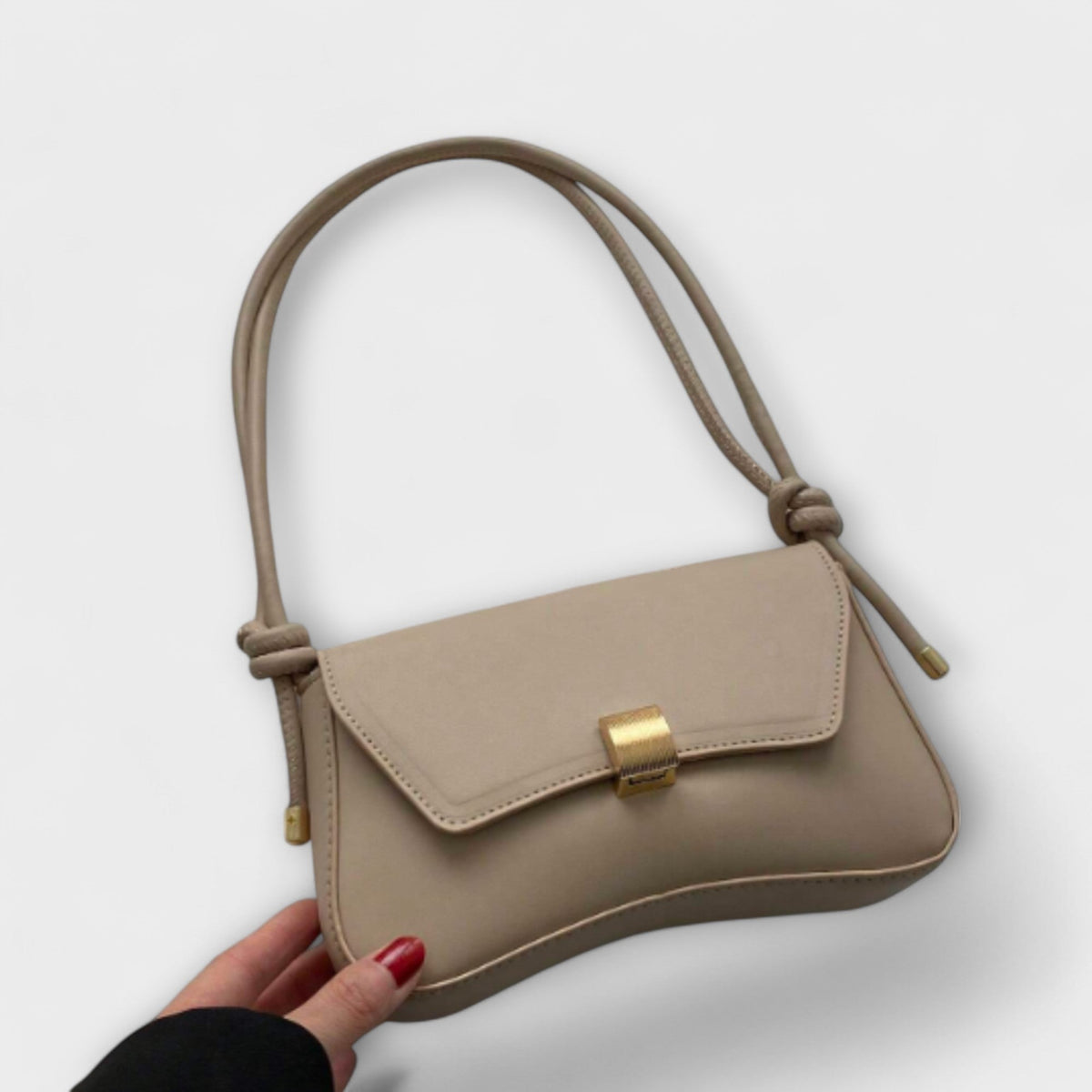 Women's Shoulder Bag with Structured Flap and Slim Strap - Terracotta