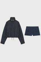 Women's Two-Piece Set High Neck Zip-Up Jacket with Matching Shorts - 3