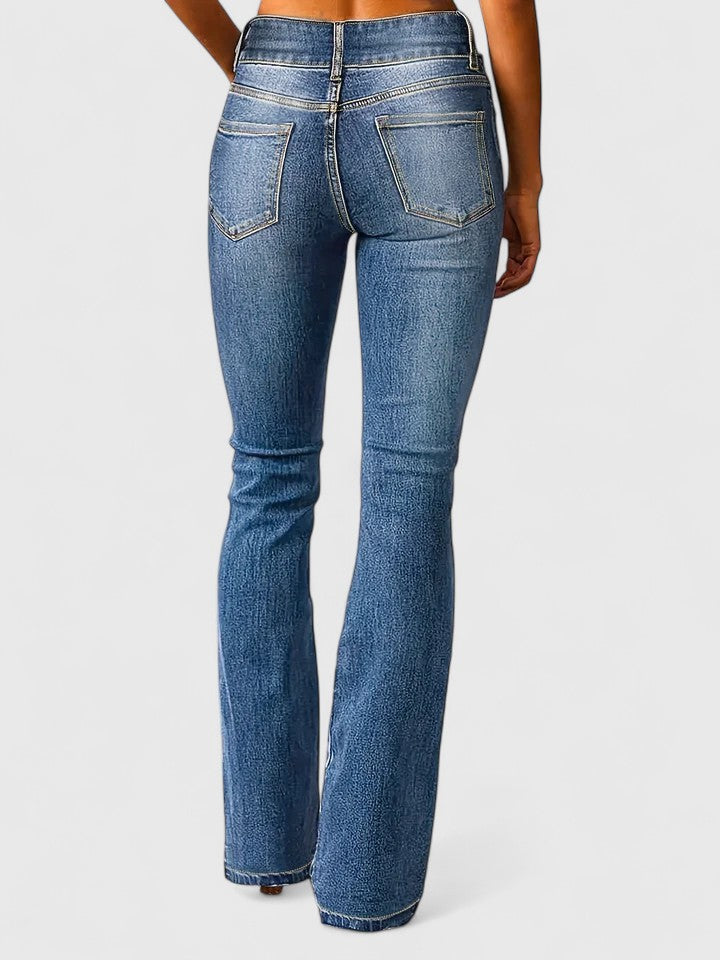 Women's Flared Trousers with Zip Detail and Fitted Hip - 4