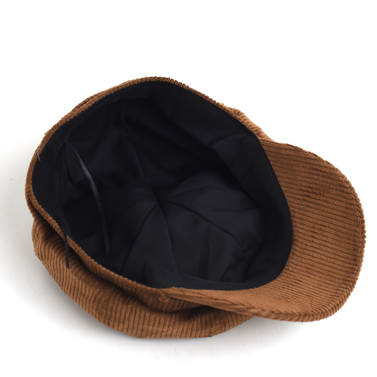 Women's Newsboy Cap with Ribbed Texture and Rounded Panels - 3