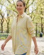 Women's Striped Shirt Loose Fit with Classic Collar