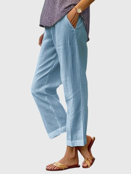 Women's Trousers Straight Leg with Front Pocket - Blue