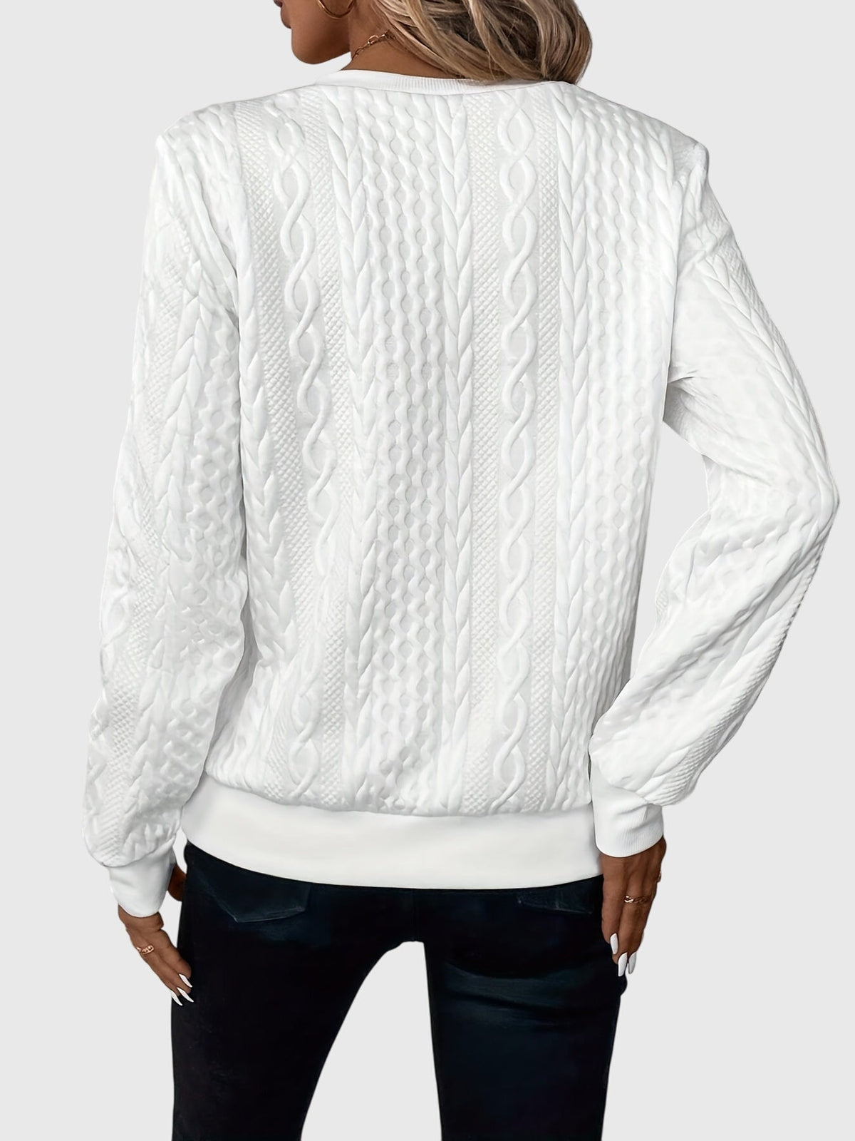 Women's Jumper with Zip Detail and Cable Knit Texture - 2