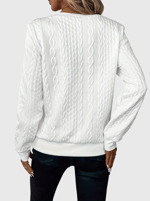 Women's Jumper with Zip Detail and Cable Knit Texture - 2