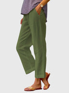 Women's Trousers Straight Leg with Front Pocket - Green