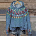 Women's Hoodie with Jacquard Pattern and Long Sleeves - Blue