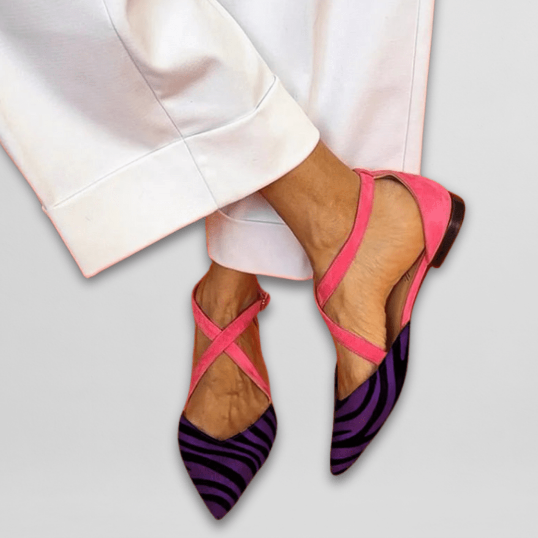 Elisa | Strappy Ballet Flats - Purple
