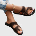 Women's Sandals with Crossover Straps and Cushioned Sole - Brown