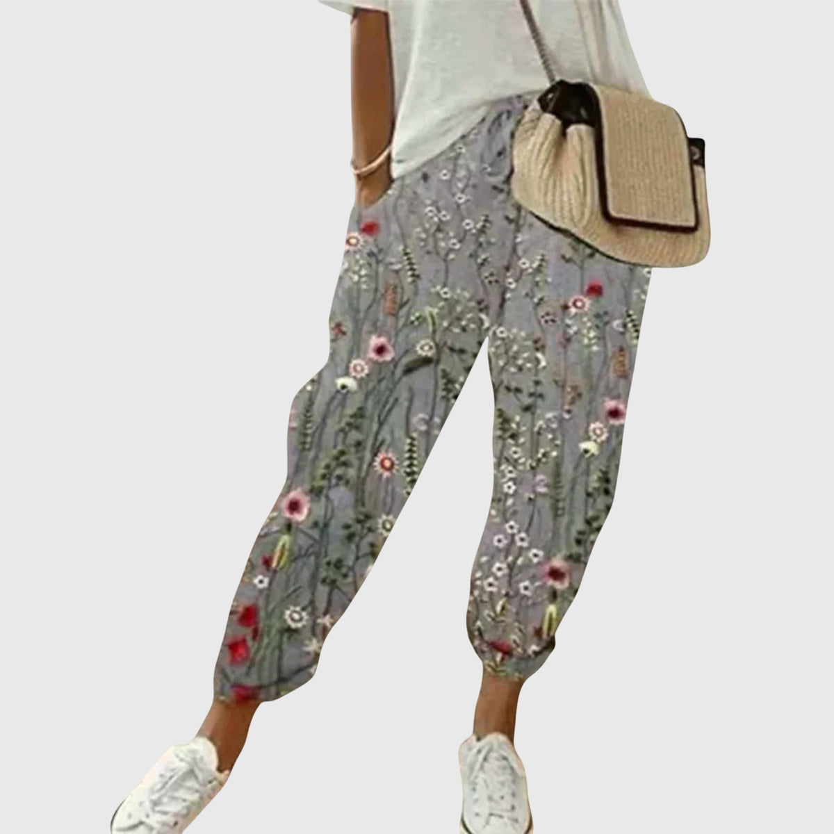 Women's Trousers Casual Fit with Elasticated Waist - Grey