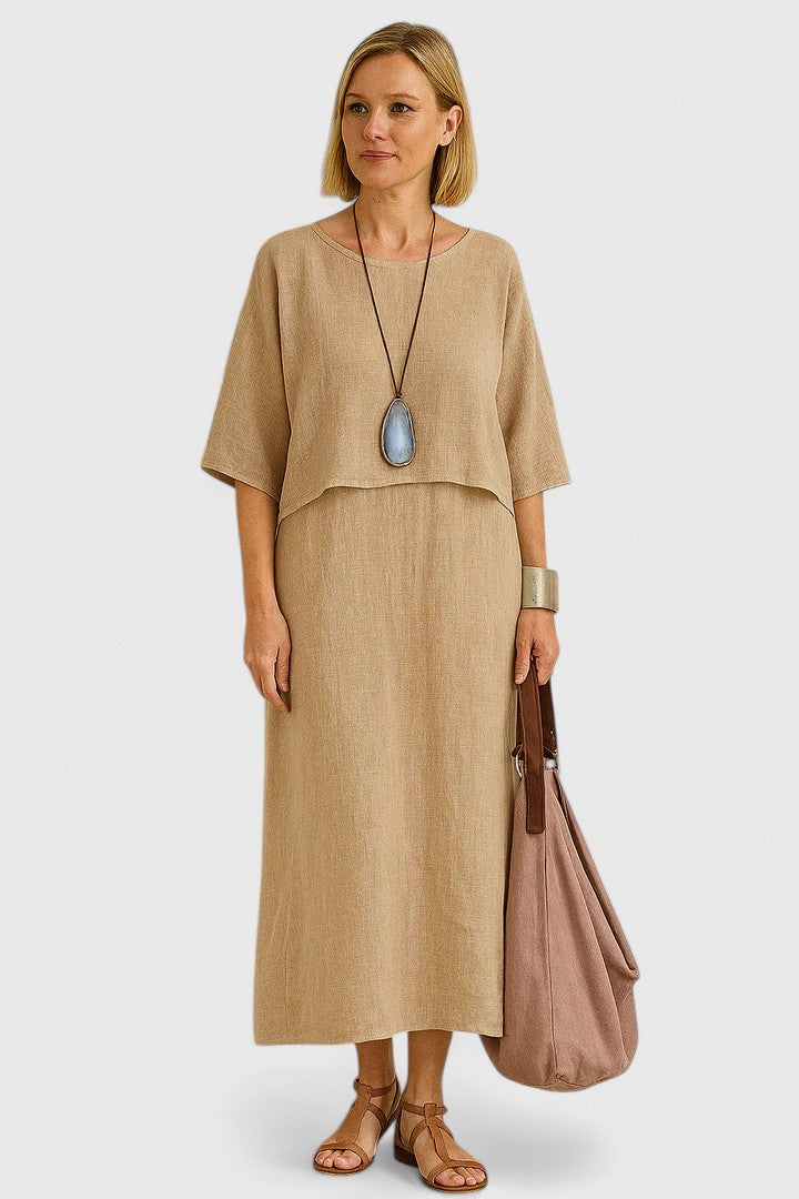 Women's Two-Piece Set Relaxed Top with Maxi Skirt - 2